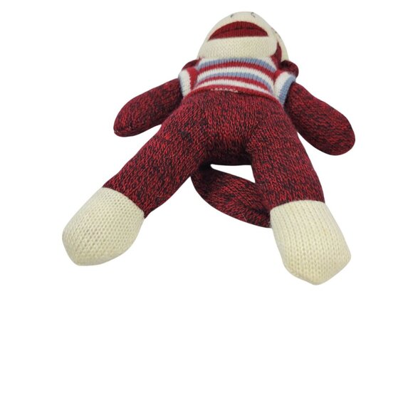 Retro Red Knit Cute Sock Monkey Toy Stripe Sweater DanDee Pom Pom Hat Plush Kids - Picture 3 of 9